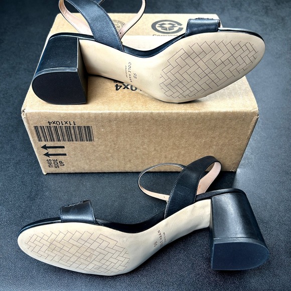 Cole Haan Josie Chain Womens Size 9 Block Heel Sandals Black Leather W29292 - Picture 5 of 6